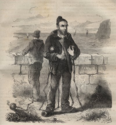 19世纪被判处死刑的土伦监狱的军人。皮埃尔-扎科内（Pierre Zaccone）（1817-1895年）在《从创建到现在的监狱史》（Histoire des bagnes depuis leur création to nos jours）（1877年）中的版画（Colonia Penale-刑罚殖民地）。私人收藏。 作者 匿名匿名