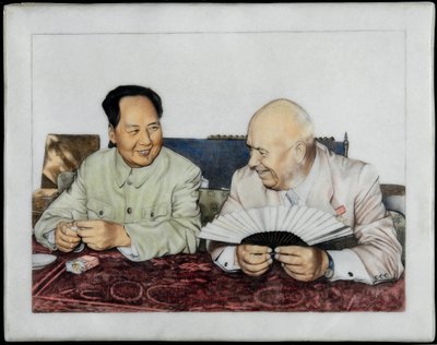 Nikita Khrouchtchev (1894-1971) et Mao Zedong (Tse-Toung, Tse Toung) (1893-1976) - Nikita Khrushchev and Mao Zedong - Anonymous.瓷器，釉上彩装饰，60年代初。私人收藏 作者 匿名匿名