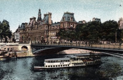 巴黎：维尔酒店和阿尔科勒桥的景色。1920年的照片，收录在巴黎市的 "艺术专辑 "中。私人收藏。 作者 匿名匿名