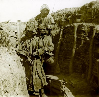 Photography - Stereoscopic glass plate on the First World War: Hairy wearing the combination to resist gas attacks, Private Collection 作者 匿名匿名