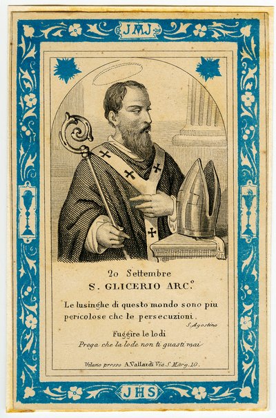 虔诚的形象：San Glicerio（雕刻）。 作者 匿名匿名