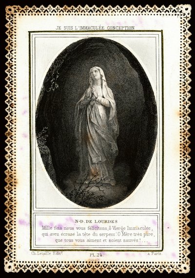 Pious image: “” Notre Dame de Lourdes”” Dentelee card. 19th century. Private collection 作者 匿名匿名