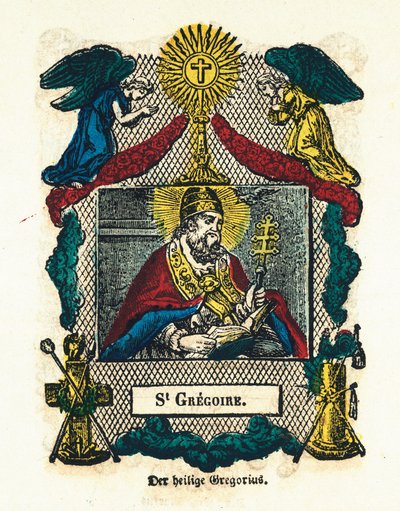 Pious image: Saint Gregoire I the Great. Engraving of the 19th century Private collection 作者 匿名匿名