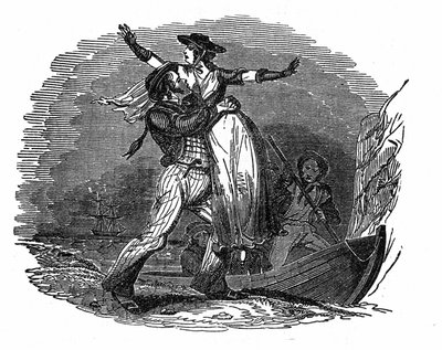 Pirate Charles Gibbs takes a Dutch girl from his ship (early 19th century). Engraving of “” The pirate own book”” 1837. 作者 匿名匿名