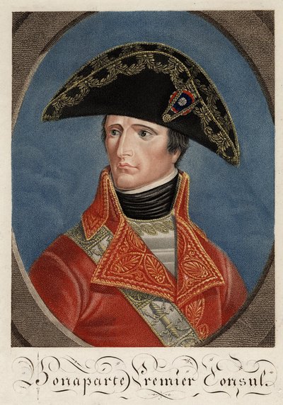 “Portrait du Premier consul Napoleon Bonaparte (1769-1821)” - Napoleon Bonaparte 作为法国第一任领事 - 匿名 - 1801 - 蚀刻，水彩 - 27x19,4 - 私人收藏 作者 匿名匿名