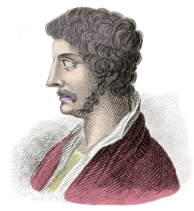 Portrait of Alcibiade (Alkibiads Kleiniou Scambonides) (450-404 BC), statesman and Athenian general. Engraving of the 19th century. Milanese 作者 匿名匿名
