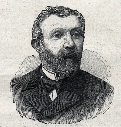 阿尔弗雷德-梅泽尔（1826-1915）的肖像，法国文学史学家、记者和政治家。刊登在 "小巴黎人 "上的版画 作者 匿名匿名