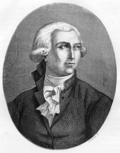 安托万-洛朗-拉瓦锡（Antoine Laurent Lavoisier）（1743-1794）的肖像，法国化学家--1863年的版画，载于Dupray de La Maherie的《Le Livre Rouge - Histoire De L