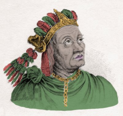 阿塔瓦尔帕（1502-1533）的肖像，印加帝国的最后一位皇帝。19世纪的雕版画。米兰人 作者 匿名匿名