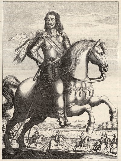 萨克森-魏玛（Saxony-Weimar）的伯纳德（1604-1639）的肖像，表现了伯纳德公爵和罗汉公爵捕获韦尔特的约翰。17世纪的雕版画。私人收藏。 作者 匿名匿名