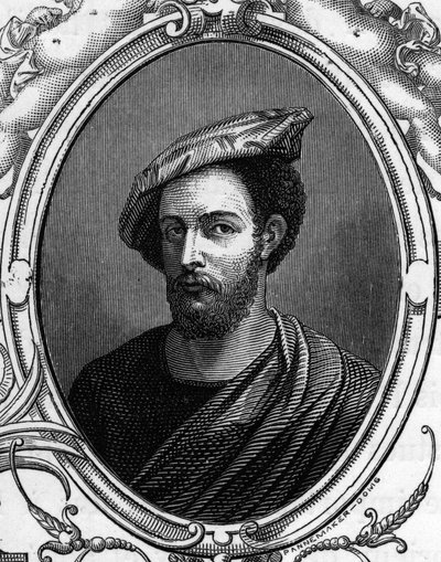 Francesco Primaticcio的肖像，被称为Primatice（1504-1570）的意大利画家。1859年雕刻在 "欧洲的画廊-意大利"，由armengaud制作。私人收藏。 作者 匿名匿名