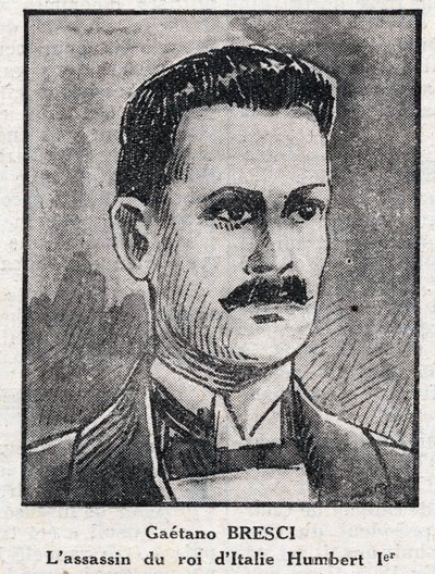 意大利无政府主义者加埃塔诺-布雷西（1869-1901）的画像，他谋杀了国王亨伯特第一（翁贝托一世）。 作者 匿名匿名