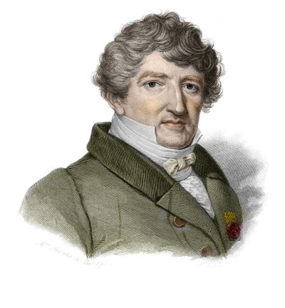 法国古生物学家乔治·居维叶 (Georges Cuvier)（1764-1832 年）的肖像，《有用男人的肖像和历史：所有国家和所有条件下的男人和女人，他们都获得了承认男人的权利》，由 Mociete Mo 出版和传播 作者 匿名匿名