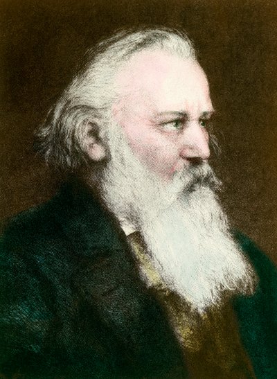 约翰内斯·勃拉姆斯 (1833-1897) 的肖像，德国作曲家”” 19 世纪私人收藏版画 作者 匿名匿名