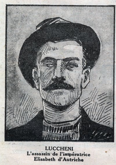 Luigi Lucheni（1873-1910）的肖像，意大利无政府主义者，1898年刺杀奥地利女皇Elisabeth de Wittelsbach的人，被称为Sissi。雕刻在 "L