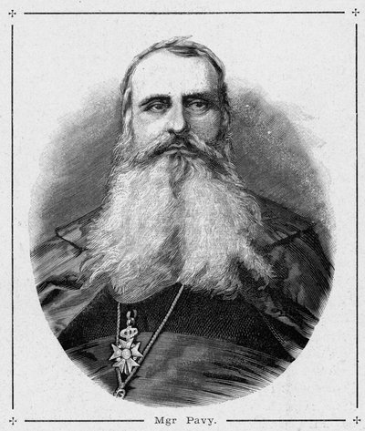 路易-安托万-奥古斯丁（Louis Antoine Augustin）-帕维（1805-1866）主教的肖像，阿尔及尔的牧师。路易-尤金(Louis Eugene)-卢韦(Louvet)在 "Les Missions Catholiques au XIXeme Siecle "中的雕刻，私人收藏。 作者 匿名匿名