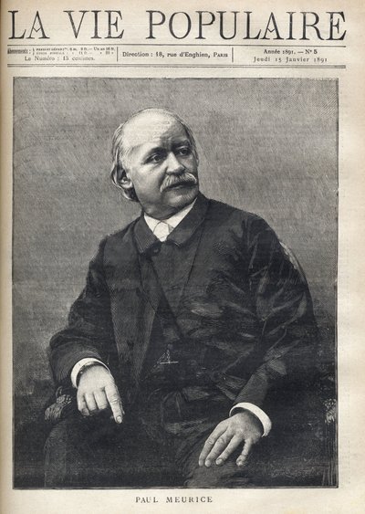 法国作家Paul Meurice（1818-1905）的肖像。在 "大众生活 "中的版画 作者 匿名匿名