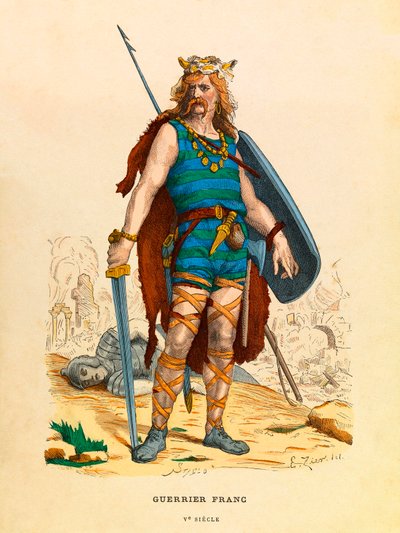 Portrait of a Franc warrior during Antiquite, engraving - private collection 作者 匿名匿名