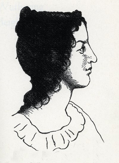 英国作家艾米莉·勃朗特 (1818-1848) 的肖像（雕刻自“Les Hauts de Hurlevent”） 作者 匿名匿名