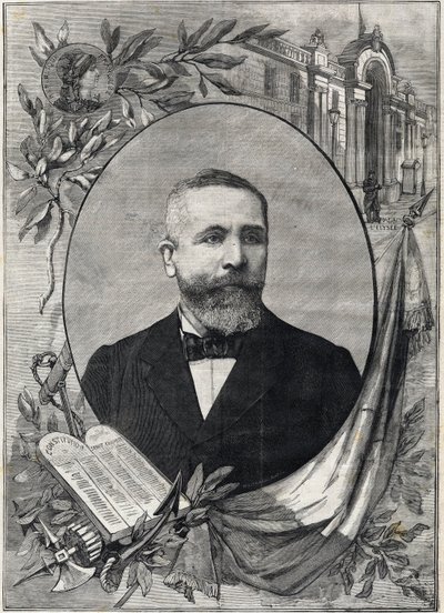 1899年2月18日当选的法国新总统埃米尔-卢贝（1838-1929）的画像。雕版印刷。载于 "小巴黎人 "杂志 作者 匿名匿名