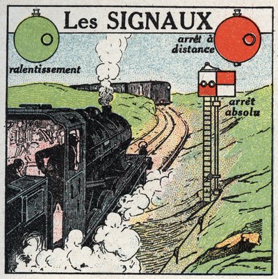 Railways: signals used to ensure traffic safety. Anonymous illustration from 1925. Private collection. 作者 匿名匿名