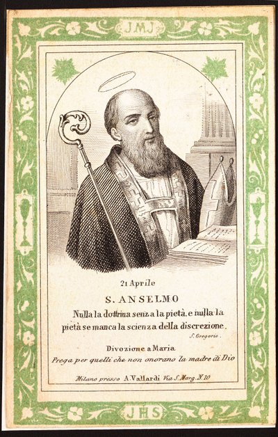 Representation of Saint Anselm Pious image. Postcard. The beginning of the 20th century. Private Collection 作者 匿名匿名