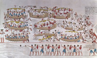 Representation of the Battle of the Nile Delta between the Armees of Ramses III and the Peoples of the Sea” From a relief to the funeral temple of Medinet Habou, Egypt 作者 匿名匿名