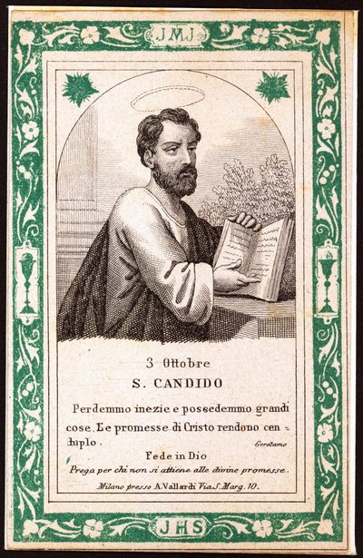 Saint Candide Pious picture. Postcard. beginning of the 20th century. Private collection 作者 匿名匿名