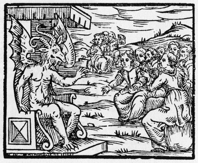 撒旦对巫师的讲话 - "Compendium Maleficarum"，涉及巫师、他们的邪恶和他们的财团，由Francesco Maria Guazzo或Guaccio或Guaccius (15?-16?)1608年私人收藏 作者 匿名匿名