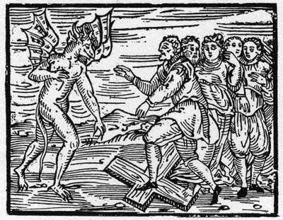 Satan forces his future disciples to walk on the cross - “Compendium Maleficarum”, deals with the witches, their evil and their sortileges by Francesco Maria Guazzo or Guaccio or Guaccius (15?? -16??) 1608 Private Collection 作者 匿名匿名