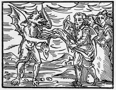 撒旦剥去了巫师的衣服--"Compendium Maleficarum"，关于巫师、他们的邪恶和他们的财团的交易，由Francesco Maria Guazzo或Guaccio或Guaccius (15?-16?)1608年私人收藏 作者 匿名匿名