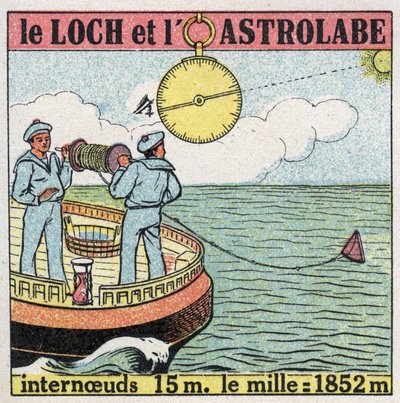 船和船：航海日志和星盘，导航仪器。1925年的匿名插图。私人收藏。 作者 匿名匿名