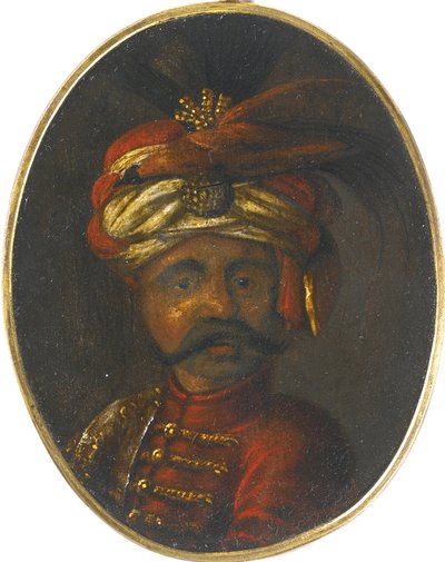 Soliman II - Suleiman II (1642-1691)，奥斯曼帝国苏丹 - 匿名 - 17 世纪下半叶。 - 木头水粉 - 12x8,4 - 私人收藏 作者 匿名匿名