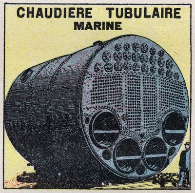 Steam generators: marine tubular boiler. Anonymous illustration from 1925. Private collection. 作者 匿名匿名