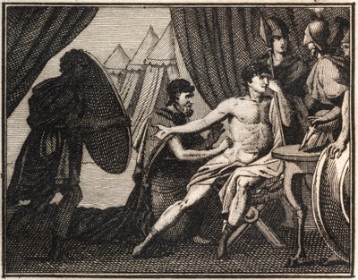 The Death of Epaminondas (after the battle against the Spartans at Mantineia 362 BC.). Engraving from “” The Rollin of Youth or Selected Pieces of Ancient and Roman Stories”” 1816. Private collection. 作者 匿名匿名