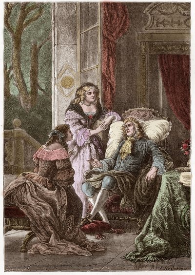 The Duke Francois de La Rochefoucauld (1613-1680), the Marquise Madame de Sevigne (1626-1696) and the Countess de La Fayette (1634-1693), French writers - Engraving by Hildebrand after P. Philippoteaux - (Duke Francois de La Rochefoucauld (1613-1680), Marc 作者 Anonymous Anonymous