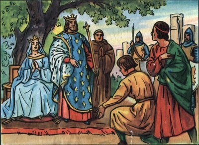 法国国王圣路易（Louis IX 1214-1270）在文森森林的橡树下主持正义。无名氏插图，收录于《法国国王和国家元首作品集》。20世纪。私人收藏。 作者 Anonymous Anonymous