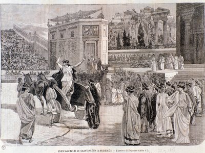 迪亚尼拉的到来，出自卡米耶-圣桑斯的戏剧《迪亚尼拉》，1898年在贝济耶竞技场演出。 作者 匿名匿名