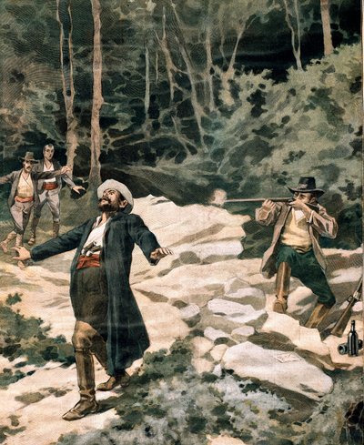 强盗 Luciano Fioravanti 在马雷马地区被意大利宪兵杀害（雕刻 作者 匿名匿名