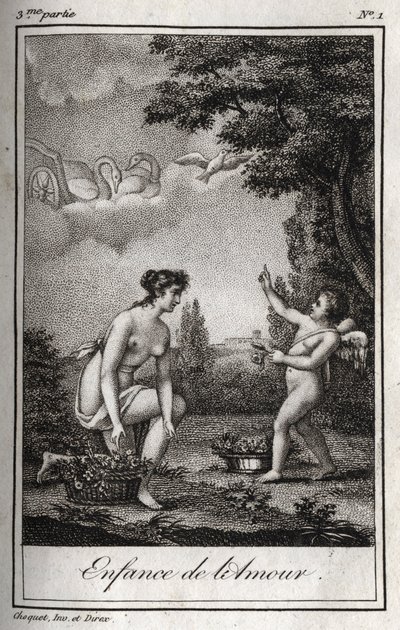 The childhood of Love. Engraving from 1819 in “Lettres a Emilie sur la mythologie” by Charles Albert Demoustier (1760-1801). Private collection. 作者 匿名匿名