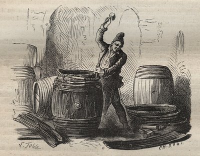 19世纪的土伦巴格纳的合作。皮埃尔-扎科内（Pierre Zaccone）（1817-1895）在 "Histoire des bagnes depuis leur création à nos jours"（1877）中的雕刻（Colonia Penale-刑罚殖民地）。私人收藏。 作者 匿名匿名
