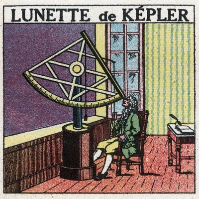 第一批光学仪器：约翰内斯-开普勒（Keppler）（1571-1630）在1615年左右发明的天文表圈。1925年的匿名插图。私人收藏。 作者 匿名匿名