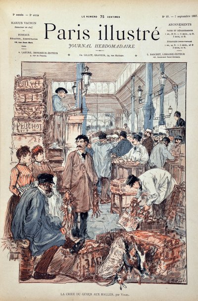 1887年在巴黎大厅举行的比赛中的Criee。插图：赫尔曼-沃格尔（1856-1918）。1887年在 "巴黎画报周刊 "上的版画。 作者 匿名匿名
