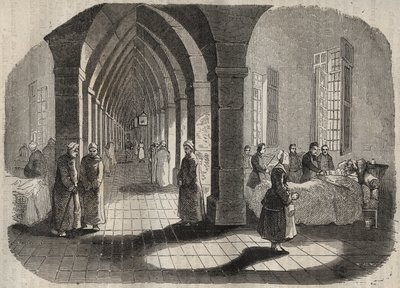 19世纪的罗什福尔巴格内的医院。雕刻在 "Histoire des bagnes depuis leur création à nos jours"（1877年）中，作者是Pierre Zaccone（1817-1895）（Colonia Penale-刑罚殖民地）。私人收藏。 作者 匿名匿名
