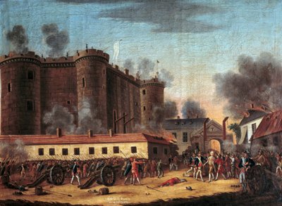 1789 年 7 月 14 日攻占巴士底狱并逮捕劳内先生。 伯纳德·勒内侯爵 (Bernard-Rene) 乔丹·德·劳奈 (1740-1789)，巴士底狱总督。 无名画。 布面油画。 暗：0.63 x 0.81m。 巴黎，Musee Carnavalet - Th 作者 Anonymous Anonymous