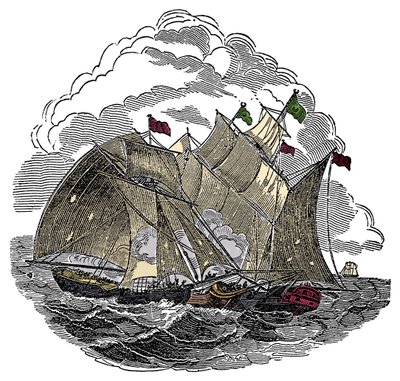 1695年9月，海盗Henry Every(John Avery, Long Ben, Benjamin Bridgeman)(?-1695)的船在印度苏拉特附近袭击了伟大的莫卧儿王朝Aurangzeb(Alamgir)的舰队，这幅画出自Charles Ellms的《海盗自述》。 作者 匿名匿名