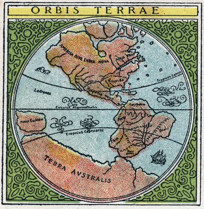 Time: orbis terrae. The globe with Ecuador and the tropics. Anonymous illustration from 1925. Private collection. 作者 匿名匿名