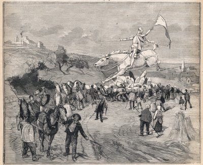 将圣女贞德的雕像从巴黎运到希农。1893年8月13日，《小巴黎人》杂志上的雕刻。 作者 匿名匿名