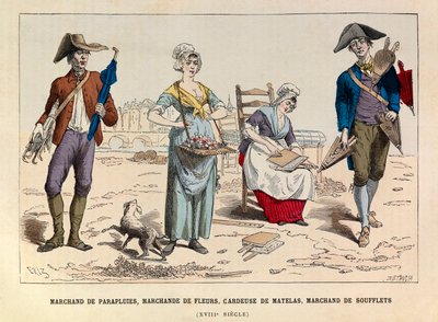 Wogulitsa maambulera, ogulitsa maluwa, makhadi ogulitsira matiresi ndi ogulitsa bellows ku Paris m