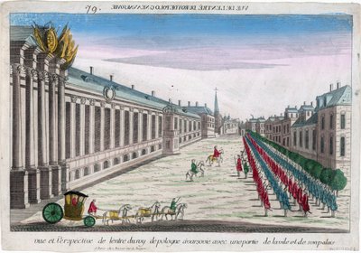 View and perspective of the entrance of the King of Poland in Warsaw with his palace - Anonymous - 1735 - Copper engraving, watercolour - 29,2x41,8 - Private Collection 作者 匿名匿名